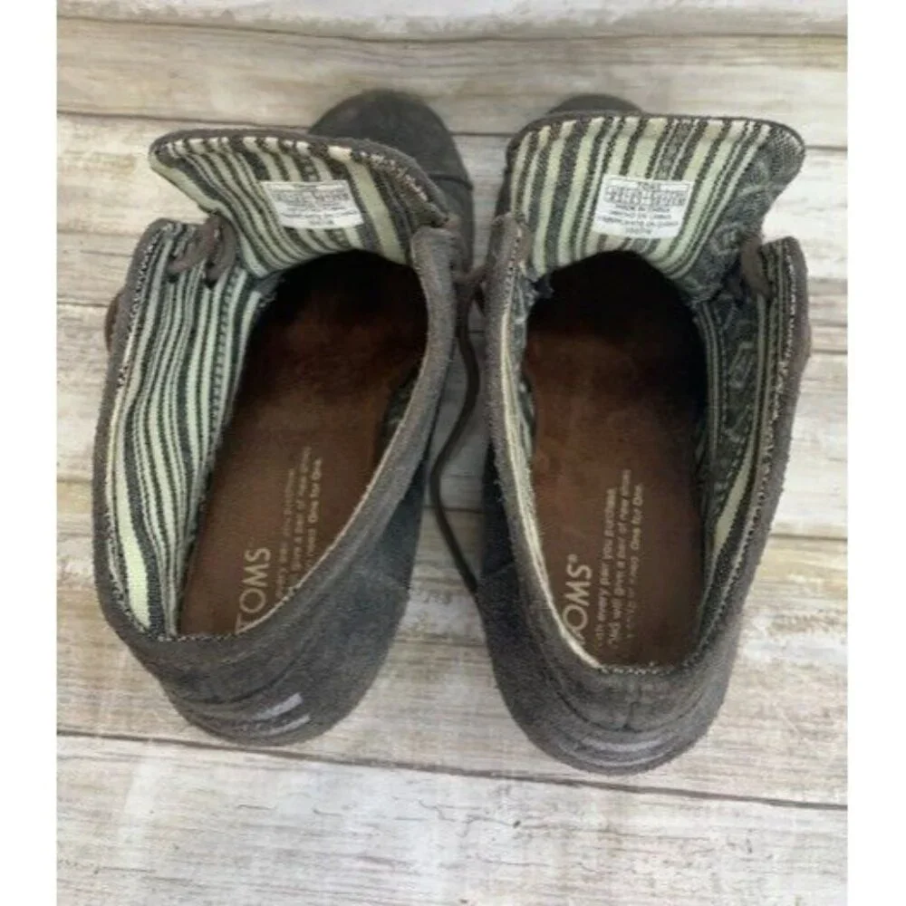 Toms Ankle Wedge Booties Solid Gray Suede 8.5‎ Laced Up #300716